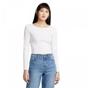 Wild Fable LS Crewneck Lace Trim T-Shirt Layering